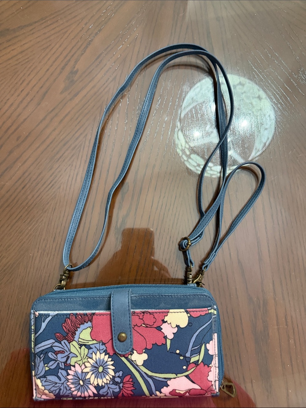Sakroots Navy Floral Crossbody Wallet Bag